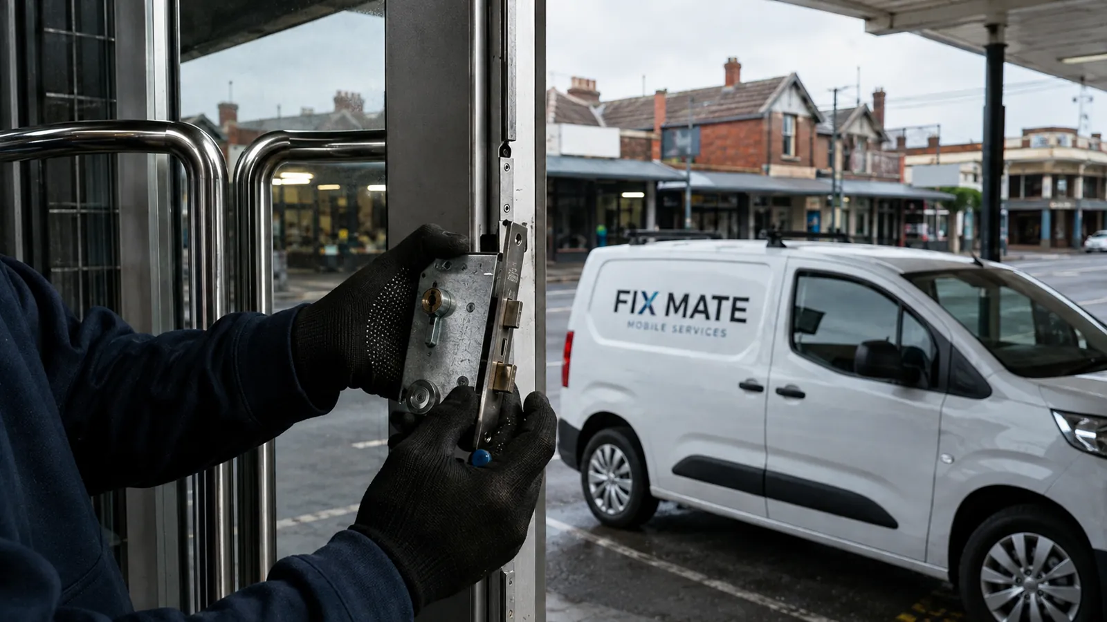 A Fix Mate locksmith attending a property in Melbourne's north-west