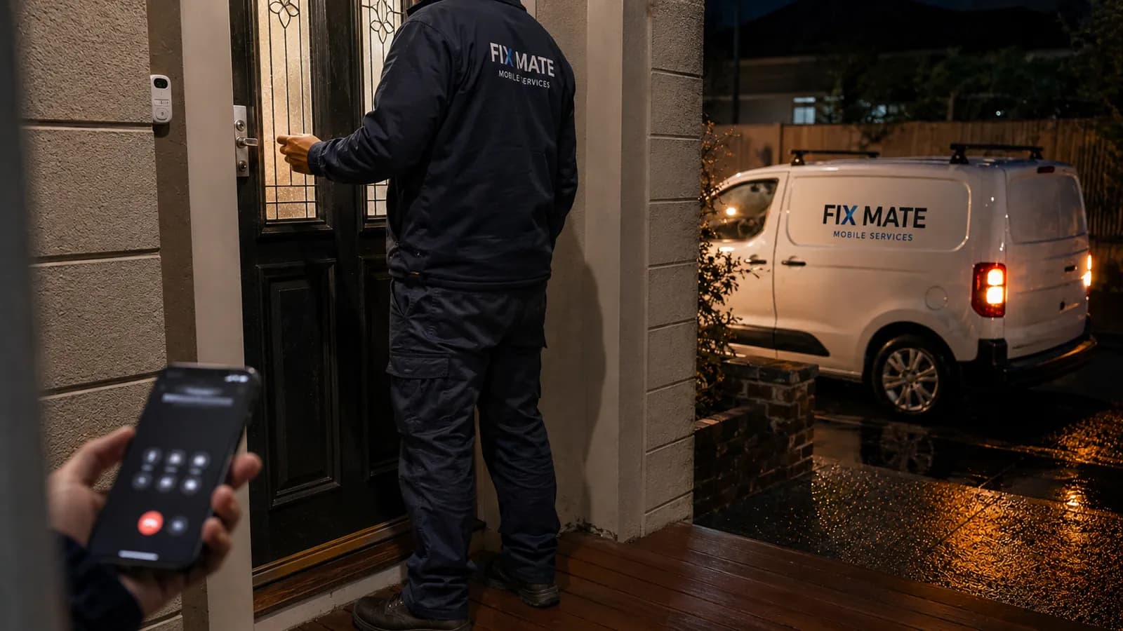 A locksmith arriving at a Melbourne home for an after-hours lockout