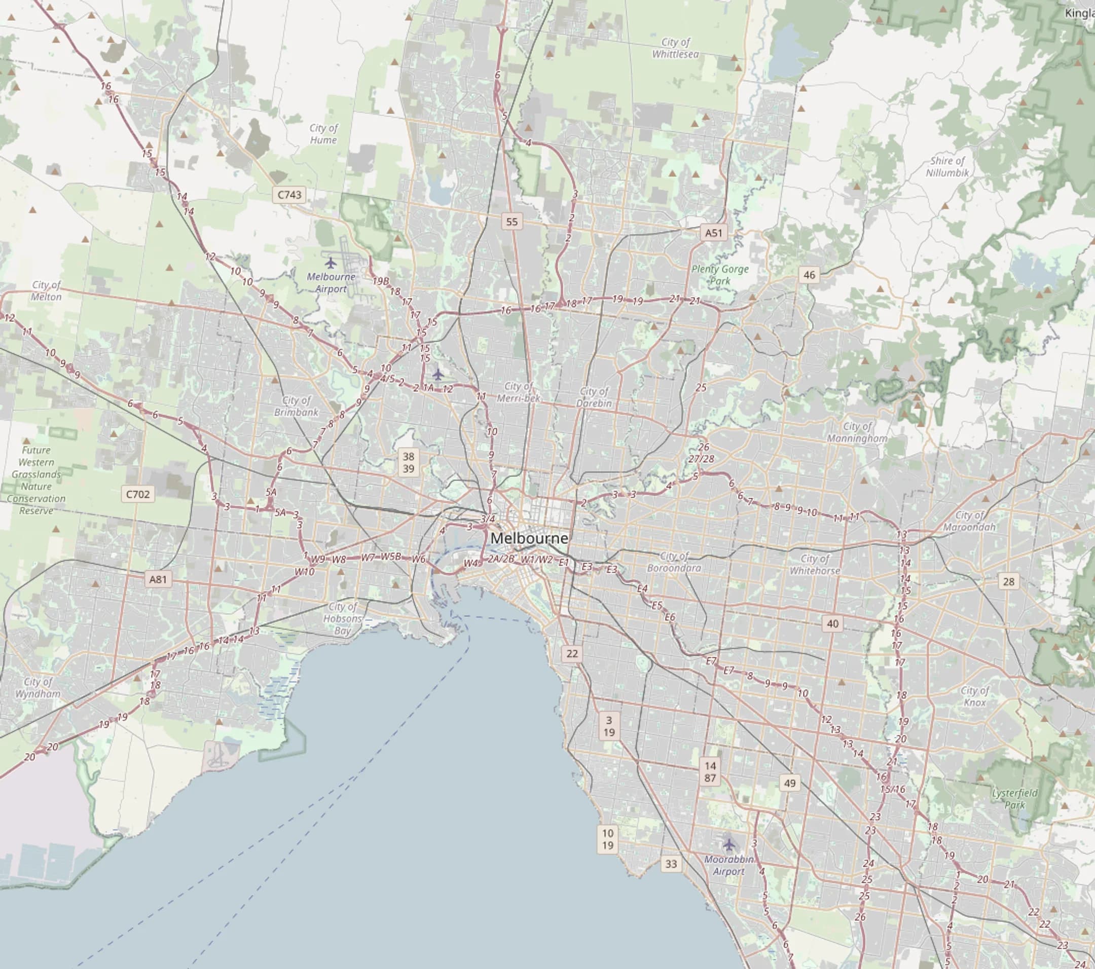 Map of Greater Melbourne showing the 12 suburbs Fix Mate covers